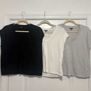 THREE Express Skimming Cotton V-Neck Short Sleeve Tees- sz small